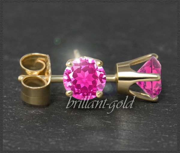 Preview: Ohrstecker 585 Gold, Topas pink 4,5,6,7mm